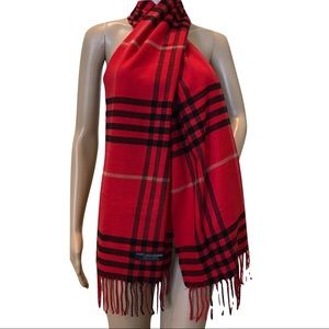 100% Cashmere Red and Black Plaid Super Soft Scarf